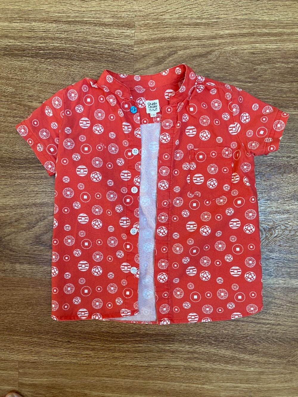 Chubby Chubby Short-Sleeve Button Up Mandarin Collar Shirt - 3-4 Y
